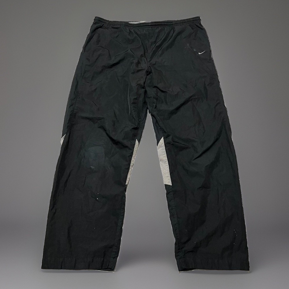 Vintage Nike Mens Black Gray Tag Baggy Lined Windbreaker Track Pants Size XL